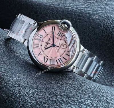 Cartier Ballon Bleu De 36mm Cal.076 Movement Pink Face SS Band Lady Watch